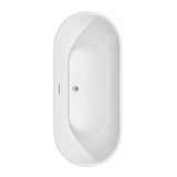 Brooklyn 67 Inch Freestanding Bathtub in White with Polished Chrome Drain and Overflow Trim