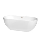 Wyndham Collection - Brooklyn 67 Inch Freestanding Bathtub in White with Brushed Nickel Drain and Overflow Trim