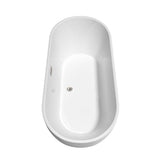Brooklyn 67 Inch Freestanding Bathtub in White with Brushed Nickel Drain and Overflow Trim