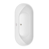 Brooklyn 67 Inch Freestanding Bathtub in White with Brushed Nickel Drain and Overflow Trim