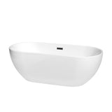 Wyndham Collection - Brooklyn 67 Inch Freestanding Bathtub in White with Matte Black Drain and Overflow Trim