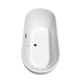 Brooklyn 67 Inch Freestanding Bathtub in White with Matte Black Drain and Overflow Trim