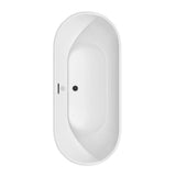 Brooklyn 67 Inch Freestanding Bathtub in White with Floor Mounted Faucet, Drain and Overflow Trim in Matte Black