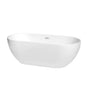 Wyndham Collection - Brooklyn 67 Inch Freestanding Bathtub in White with Shiny White Drain and Overflow Trim