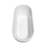 Brooklyn 67 Inch Freestanding Bathtub in White with Shiny White Trim and Floor Mounted Faucet in Matte Black