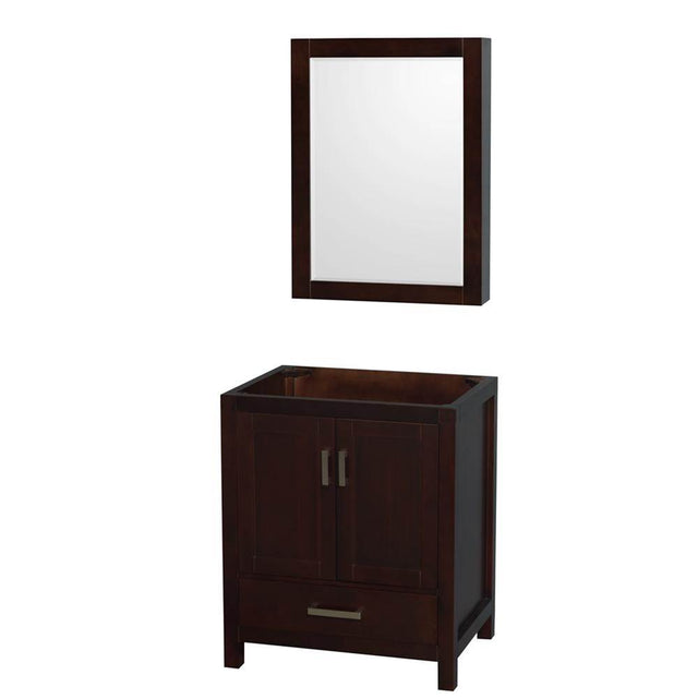 Wyndham Collection - Sheffield 30 Inch Single Bathroom Vanity in Espresso, No Countertop, No Sink, and Medicine Cabinet - Espresso
