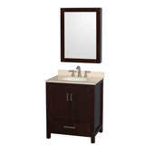 Wyndham Collection - Sheffield 30 Inch Single Bathroom Vanity in Espresso, Ivory Marble Countertop, Undermount Oval Sink, and Medicine Cabinet - Espresso