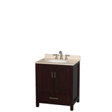 Wyndham Collection - Sheffield 30 Inch Single Bathroom Vanity in Espresso, Ivory Marble Countertop, Undermount Oval Sink, and No Mirror - Espresso