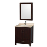 Wyndham Collection - Sheffield 30 Inch Single Bathroom Vanity in Espresso, Ivory Marble Countertop, Undermount Square Sink, and Medicine Cabinet - Espresso