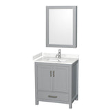 Wyndham Collection - Sheffield 30 Inch Single Bathroom Vanity in Gray, Carrara Cultured Marble Countertop, Undermount Square Sink, Medicine Cabinet