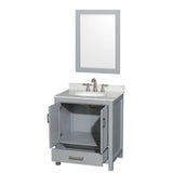 Sheffield 30 Inch Single Bathroom Vanity in Espresso, White Carrara Marble Countertop, Undermount Oval Sink, and 24 Inch Mirror