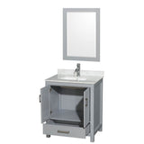 Sheffield 30 Inch Single Bathroom Vanity in Espresso, White Carrara Marble Countertop, Undermount Square Sink, and 24 Inch Mirror
