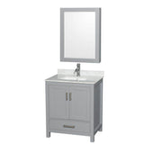 Wyndham Collection - Sheffield 30 Inch Single Bathroom Vanity in Gray, White Carrara Marble Countertop, Undermount Square Sink, and Medicine Cabinet - Gray