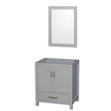 Wyndham Collection - Sheffield 30 Inch Single Bathroom Vanity in Gray, No Countertop, No Sink, and 24 Inch Mirror - Gray