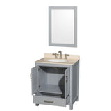 Sheffield 30 Inch Single Bathroom Vanity in Espresso, Ivory Marble Countertop, Undermount Oval Sink, and 24 Inch Mirror