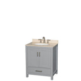 Wyndham Collection - Sheffield 30 Inch Single Bathroom Vanity in Gray, Ivory Marble Countertop, Undermount Oval Sink, and No Mirror - Gray