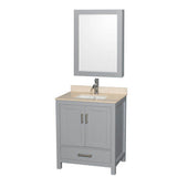 Wyndham Collection - Sheffield 30 Inch Single Bathroom Vanity in Gray, Ivory Marble Countertop, Undermount Square Sink, and Medicine Cabinet - Gray