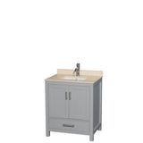Wyndham Collection - Sheffield 30 Inch Single Bathroom Vanity in Gray, Ivory Marble Countertop, Undermount Square Sink, and No Mirror - Gray