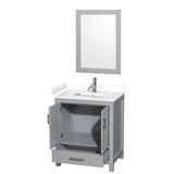 Sheffield 30 Inch Single Bathroom Vanity in Gray, White Cultured Marble Countertop, Undermount Square Sink, 24 Inch Mirror