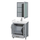 Sheffield 30 Inch Single Bathroom Vanity in Gray, White Cultured Marble Countertop, Undermount Square Sink, Medicine Cabinet