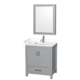 Wyndham Collection - Sheffield 30 Inch Single Bathroom Vanity in Gray, White Cultured Marble Countertop, Undermount Square Sink, Medicine Cabinet