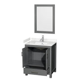 Sheffield 30 Inch Single Bathroom Vanity in Dark Gray, Carrara Cultured Marble Countertop, Undermount Square Sink, 24 Inch Mirror