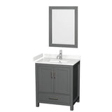 Wyndham Collection - Sheffield 30 Inch Single Bathroom Vanity in Dark Gray, Carrara Cultured Marble Countertop, Undermount Square Sink, 24 Inch Mirror