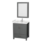 Wyndham Collection - Sheffield 30 Inch Single Bathroom Vanity in Dark Gray, Carrara Cultured Marble Countertop, Undermount Square Sink, Medicine Cabinet