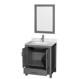 Sheffield 30 Inch Single Bathroom Vanity in Espresso, White Carrara Marble Countertop, Undermount Square Sink, and 24 Inch Mirror