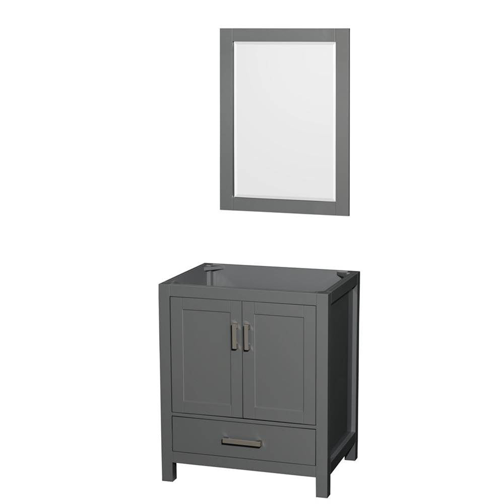 Wyndham Collection - Sheffield 30 Inch Single Bathroom Vanity in Dark Gray, No Countertop, No Sink, and 24 Inch Mirror - Dark Gray