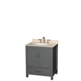 Wyndham Collection - Sheffield 30 Inch Single Bathroom Vanity in Dark Gray, Ivory Marble Countertop, Undermount Oval Sink, and No Mirror - Dark Gray