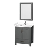 Wyndham Collection - Sheffield 30 Inch Single Bathroom Vanity in Dark Gray, White Cultured Marble Countertop, Undermount Square Sink, Medicine Cabinet