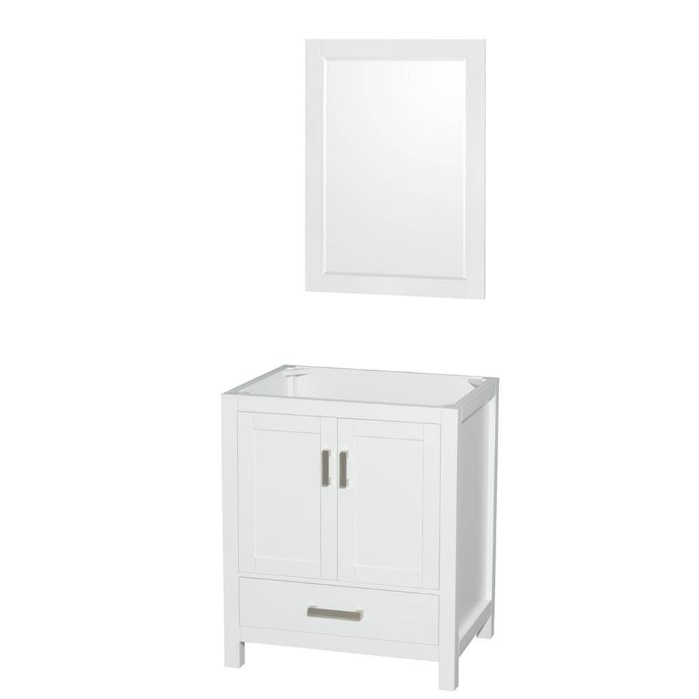 Wyndham Collection - Sheffield 30 Inch Single Bathroom Vanity in White, No Countertop, No Sink, and 24 Inch Mirror - White