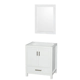 Wyndham Collection - Sheffield 30 Inch Single Bathroom Vanity in White, No Countertop, No Sink, and 24 Inch Mirror - White