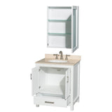 Sheffield 30 Inch Single Bathroom Vanity in Espresso, Ivory Marble Countertop, Undermount Oval Sink, and Medicine Cabinet
