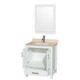 Sheffield 30 Inch Single Bathroom Vanity in Espresso, Ivory Marble Countertop, Undermount Square Sink, and 24 Inch Mirror