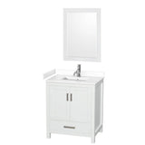 Wyndham Collection - Sheffield 30 Inch Single Bathroom Vanity in White, White Cultured Marble Countertop, Undermount Square Sink, 24 Inch Mirror