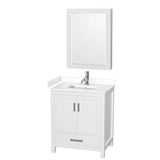 Wyndham Collection - Sheffield 30 Inch Single Bathroom Vanity in White, White Cultured Marble Countertop, Undermount Square Sink, Medicine Cabinet