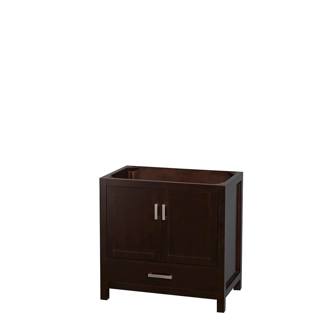 Sheffield 36 Inch Single Bathroom Vanity in Espresso, White Carrara Marble Countertop, Undermount Oval Sink, and No Mirror