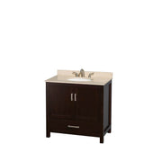 Wyndham Collection - Sheffield 36 Inch Single Bathroom Vanity in Espresso, Ivory Marble Countertop, Undermount Oval Sink, and No Mirror - Espresso
