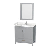 Wyndham Collection - Sheffield 36 Inch Single Bathroom Vanity in Gray, Carrara Cultured Marble Countertop, Undermount Square Sink, Medicine Cabinet