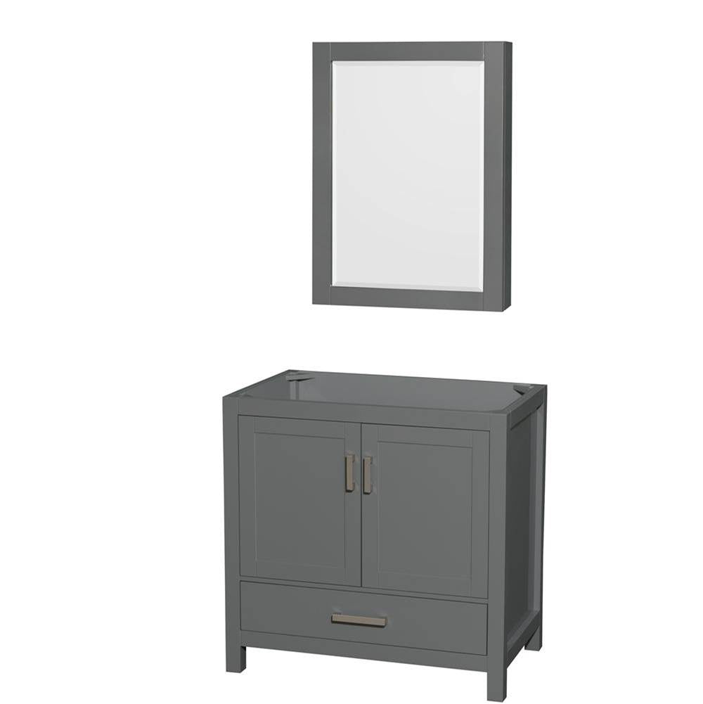 Wyndham Collection - Sheffield 36 Inch Single Bathroom Vanity in Dark Gray, No Countertop, No Sink, and Medicine Cabinet - Dark Gray