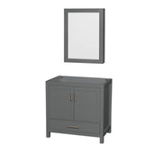 Wyndham Collection - Sheffield 36 Inch Single Bathroom Vanity in Dark Gray, No Countertop, No Sink, and Medicine Cabinet - Dark Gray