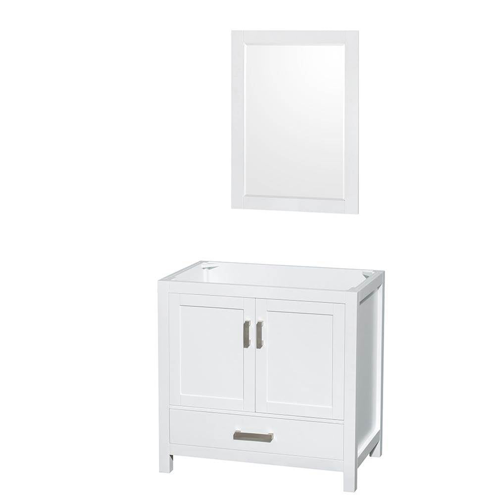 Wyndham Collection - Sheffield 36 Inch Single Bathroom Vanity in White, No Countertop, No Sink, and 24 Inch Mirror - White