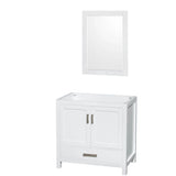 Wyndham Collection - Sheffield 36 Inch Single Bathroom Vanity in White, No Countertop, No Sink, and 24 Inch Mirror - White