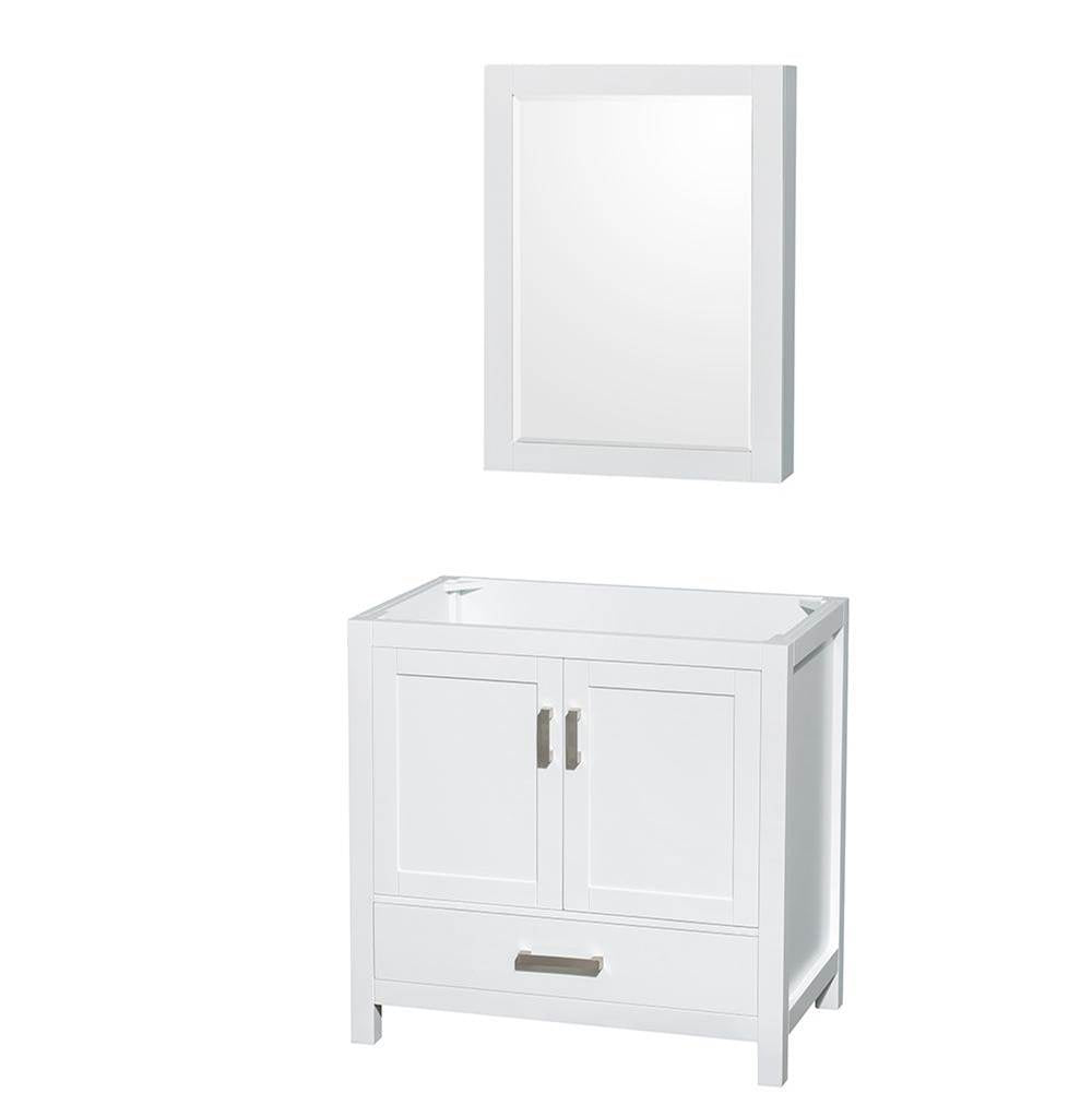 Wyndham Collection - Sheffield 36 Inch Single Bathroom Vanity in White, No Countertop, No Sink, and Medicine Cabinet - White