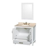 Sheffield 36 Inch Single Bathroom Vanity in Espresso, Ivory Marble Countertop, Undermount Oval Sink, and 24 Inch Mirror