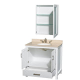 Sheffield 36 Inch Single Bathroom Vanity in Espresso, Ivory Marble Countertop, Undermount Oval Sink, and Medicine Cabinet