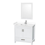 Wyndham Collection - Sheffield 36 Inch Single Bathroom Vanity in White, White Cultured Marble Countertop, Undermount Square Sink, 24 Inch Mirror