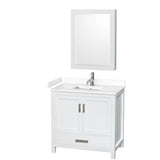Wyndham Collection - Sheffield 36 Inch Single Bathroom Vanity in White, White Cultured Marble Countertop, Undermount Square Sink, Medicine Cabinet